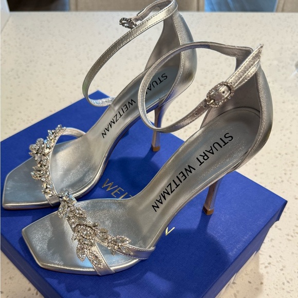 Stuart Weitzman Women's Nudist Vow Crystal Heel Sandals Size - Picture 5 of 11